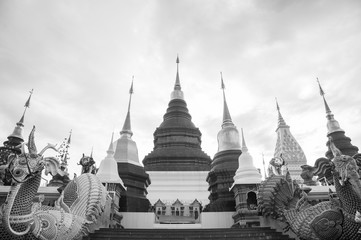 Fototapeta premium Temple or wat banden black and white photo,chiangmai ,Thailand