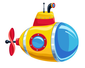 Cartoon yellow and red submarine