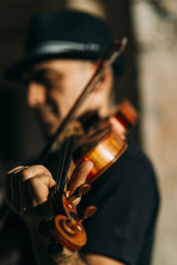 violinist playing.