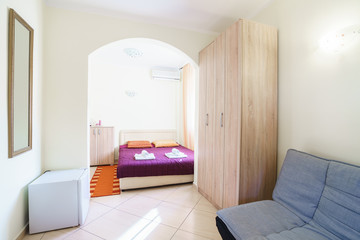 Interior of a bedroom in a guest house