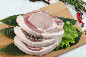 Raw pork t-bone steak