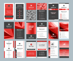 Business card templates. Stationery design vector set. Red and black colors. Flat style vector illustration