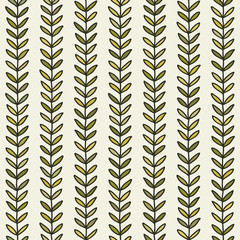 Simple green leaf seamless pattern. Hand drawn natural background. Vector illustration.