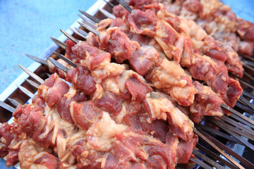 cooking traditional food kebab in xinjiang,china