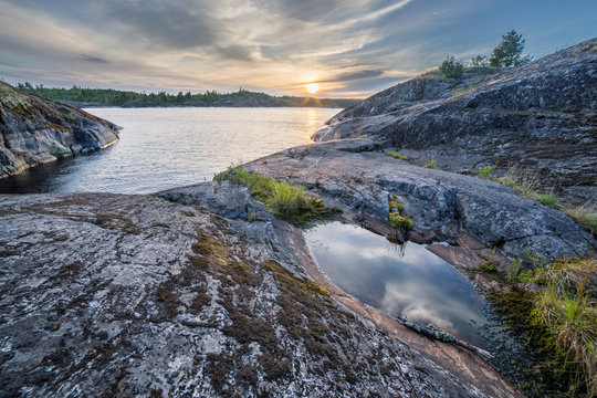 Stones at Ladoga Lake in Karelia