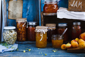 Preserve fruts jam and jelly jars 