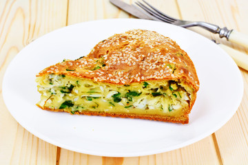 Pie with Green Onions and Eggs
