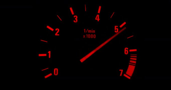 Car tachometer close-up