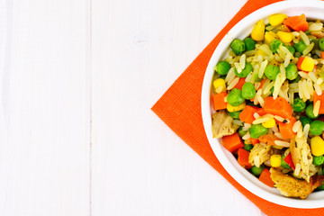 Risotto with Vegetables, Carrots, Peas and Chicken