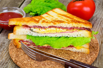 Sandwich with Cheese, Salami and Salad