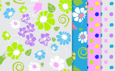 collection of patterns.nice flowers.pattern set.vector illustration