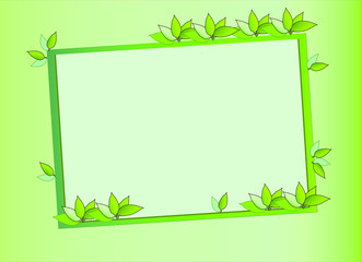 Cart&atilde;o com moldura de folhas verdes