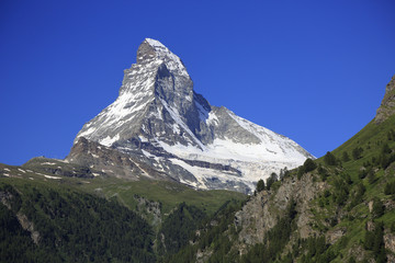 The Matterhorn or Monte Cervino, also known in French as Mont Cervin is a mountain of the Alps, straddling the main watershed and border between Switzerland and Italy.