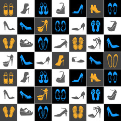 pattern with different kinds of shoes