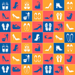 pattern with different kinds of shoes