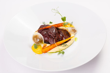 Meat dish on white background