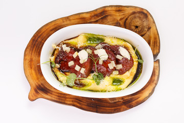 Meat dish on white background
