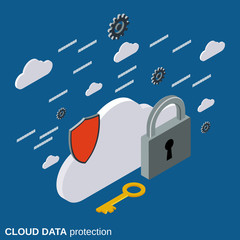 Cloud data protection, information security vector concept