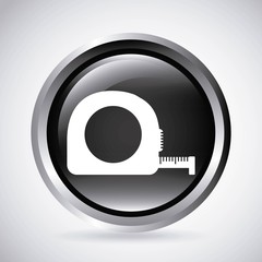 tape measure in silver button  isolated icon design