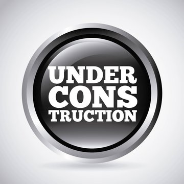 under construction silver button isolated icon design