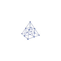 Wire frame shape. Pyramid with connected lines and dots