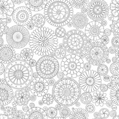 Ethnic floral mandalas, doodle background circles in vector. Seamless pattern.