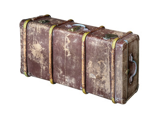 Old trunk chest isolated on white background