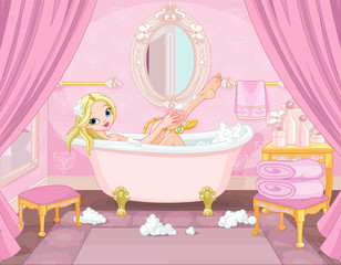 Young Princess Taking Bath