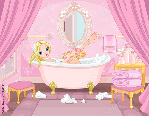"Young Princess Taking Bath" Stock photo and royalty-free images on