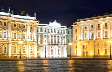 View of Palace Square at night.