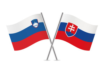 Slovenian and Slovak flags. Vector illustration.