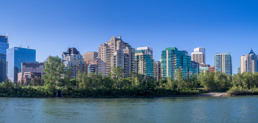 Condo towers in urban Calgary along the Bow River