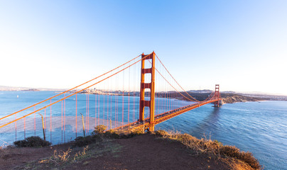 gold gate bridge at sunrise