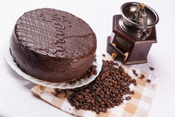 cake with coffee beans