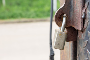 close up of key on steel door