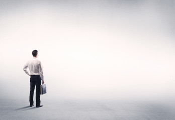 Sales person with empty white background