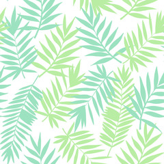Fototapeta na wymiar Green tropical leaves. Vector seamless pattern
