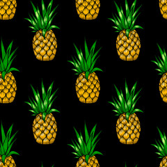 Fototapeta premium Juicy pineapples. Vector seamless pattern