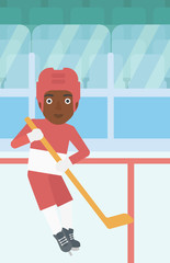 Ice hockey player with stick vector illustration.