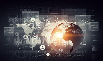 Network community concept . Mixed media