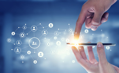 Devices connecting people . Mixed media