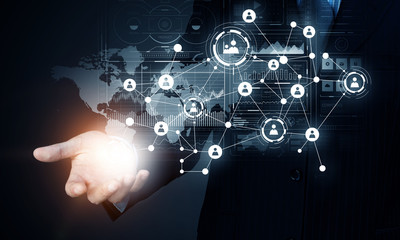 Obraz premium Social networking scheme . Mixed media