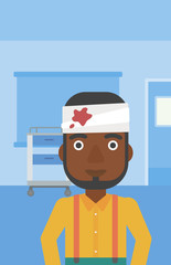 Man with injured head.