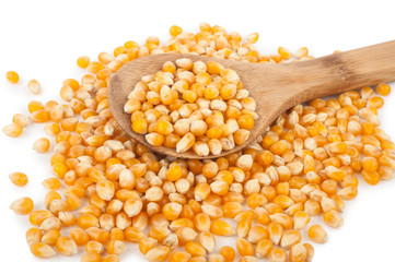 Corn seeds with wooden spoon