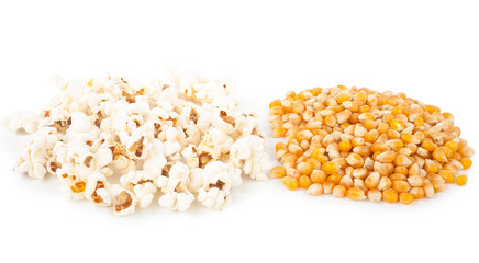 Pop corn, before and after pop, ingredient and product