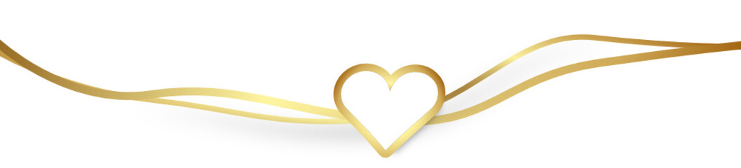 Herz Band Banner Gold Weiß