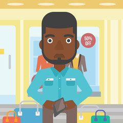 Man showing epmty wallet vector illustration.