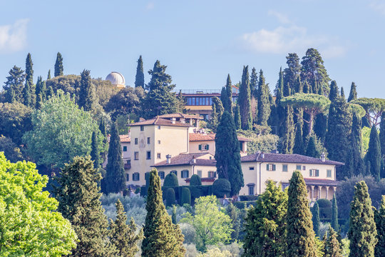 Observatory on a hill in a village