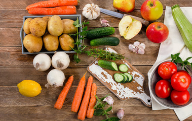 Raw organic vegetables. Healthy Food background. Diet eating