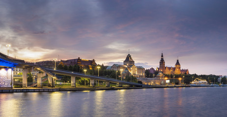panorama of Old Town in Szczecin (Stettin) City  